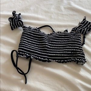 Xhilaration black and white stripe bikini top.